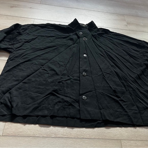 Shirin Guild Button Up Wool Blend Cotton Blend Boxy Lagenlook Blouse Jacket Sz M - Picture 3 of 4